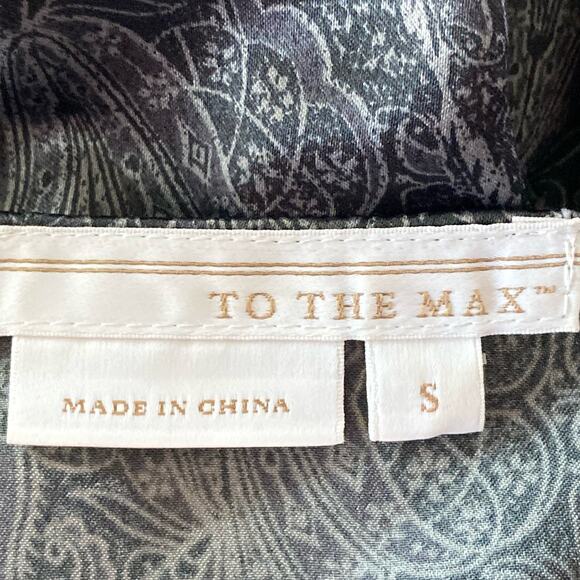 To The Max Black Grey Paisley Chiffon Dress Sz SMALL Lace Regency Whimsygoth - Picture 9 of 11